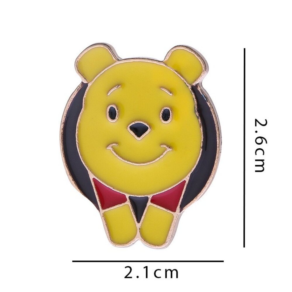 Cute Yellow Bear Face Enamel Pin | Cartoon Style Lapel Pin - Picture 2 of 2
